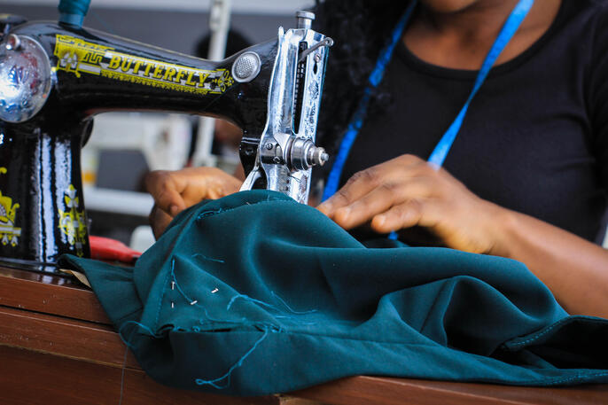 Girl making adjustments